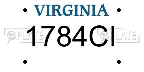 1784CI Virginia License Plate