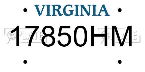 17850HM Virginia License Plate