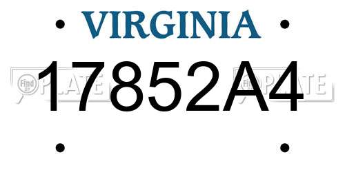 17852A4 Virginia License Plate