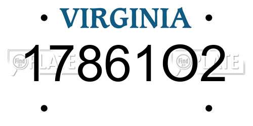 17861O2 Virginia License Plate