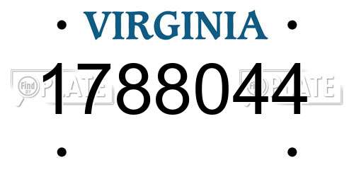 1788044 Virginia License Plate