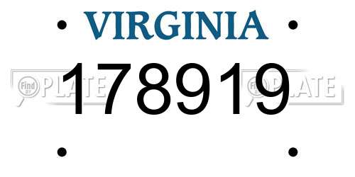 178919 Virginia License Plate