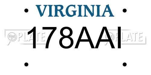 178AAI Virginia License Plate