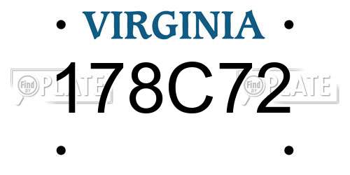 178C72 Virginia License Plate