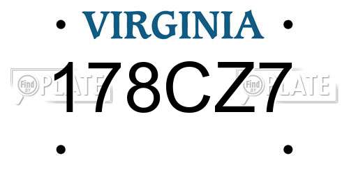 178CZ7 Virginia License Plate