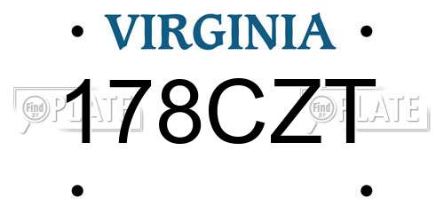 178CZT Virginia License Plate