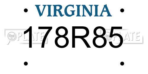 178R85 Virginia License Plate