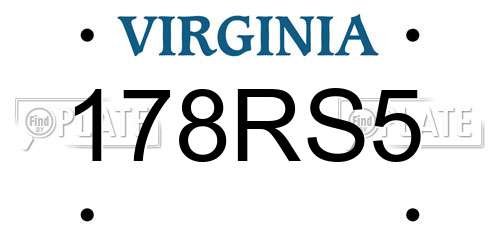 178RS5 Virginia License Plate