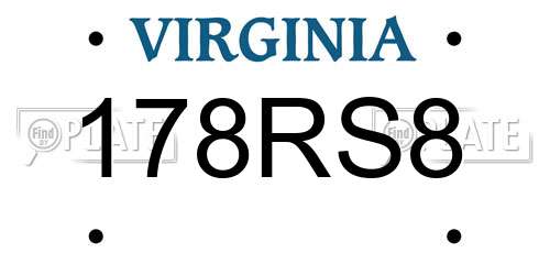 178RS8 Virginia License Plate