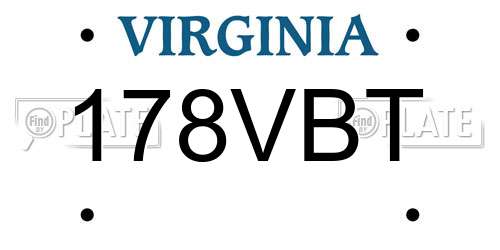 178VBT Virginia License Plate