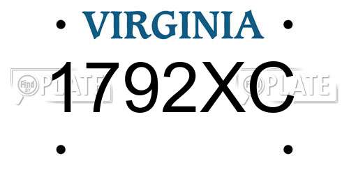 1792XC Virginia License Plate
