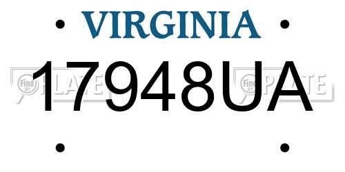 17948UA Virginia License Plate