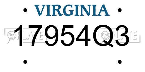 17954Q3 Virginia License Plate