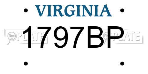 1797BP Virginia License Plate
