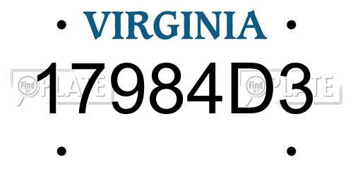 17984D3 Virginia License Plate