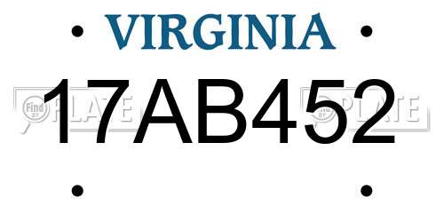 17AB452 Virginia License Plate