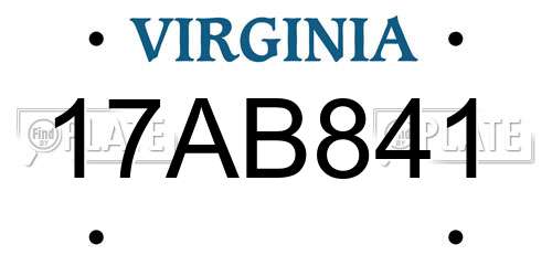 17AB841 Virginia License Plate