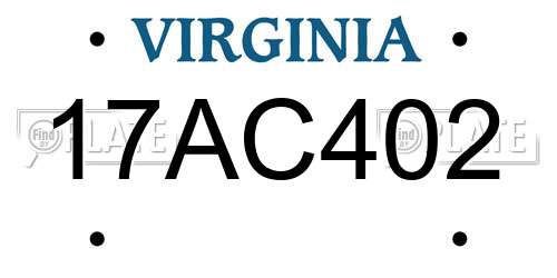 17AC402 Virginia License Plate