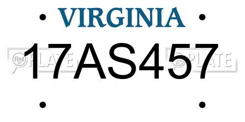 17AS457 Virginia License Plate