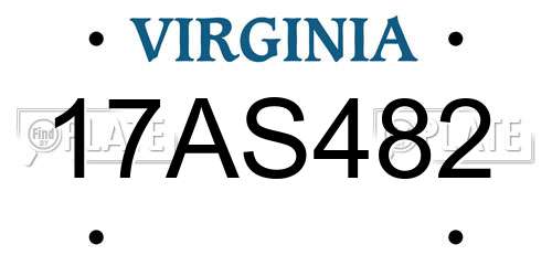 17AS482 Virginia License Plate