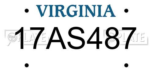 17AS487 Virginia License Plate