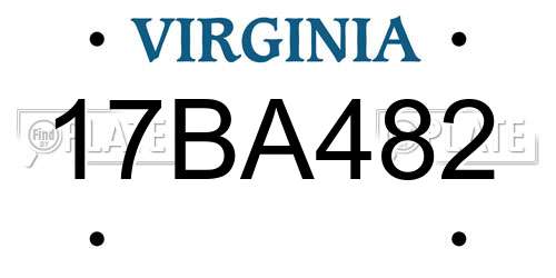 17BA482 Virginia License Plate