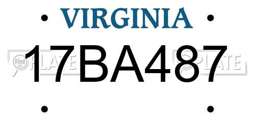 17BA487 Virginia License Plate