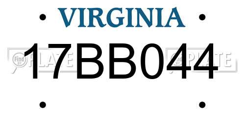 17BB044 Virginia License Plate