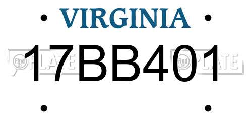 17BB401 Virginia License Plate