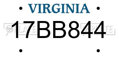 17BB844 Virginia License Plate
