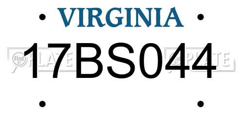 17BS044 Virginia License Plate