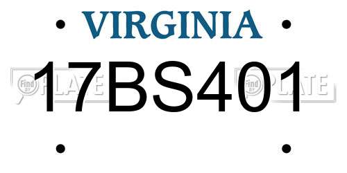 17BS401 Virginia License Plate