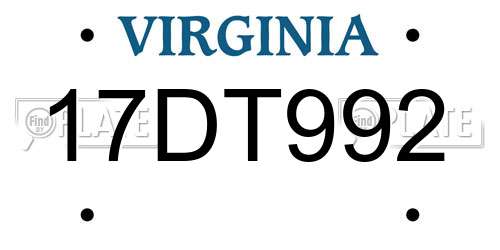 17DT992 Virginia License Plate