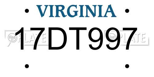 17DT997 Virginia License Plate