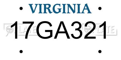 17GA321 Virginia License Plate