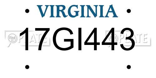 17GI443 Virginia License Plate