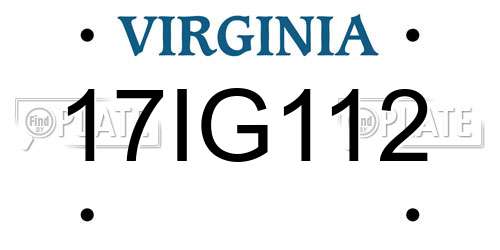 17IG112 Virginia License Plate