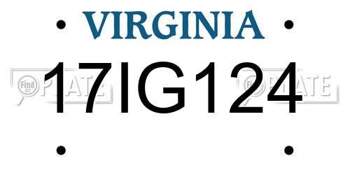 17IG124 Virginia License Plate