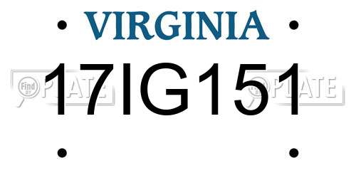 17IG151 Virginia License Plate