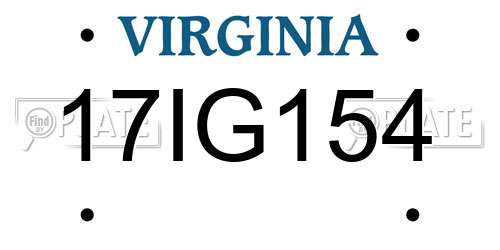 17IG154 Virginia License Plate