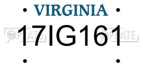 17IG161 Virginia License Plate
