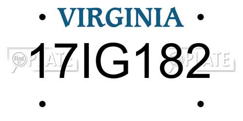 17IG182 Virginia License Plate