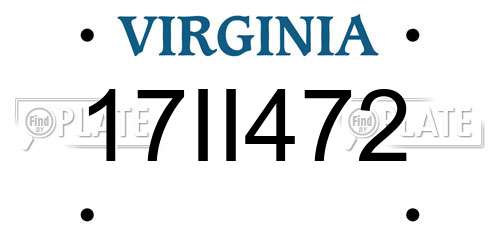 17II472 Virginia License Plate