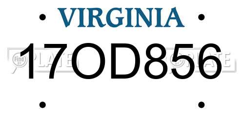 17OD856 Virginia License Plate