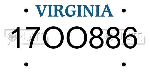 17OO886 Virginia License Plate