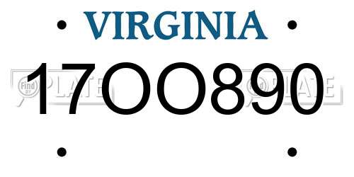 17OO890 Virginia License Plate