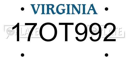 17OT992 Virginia License Plate