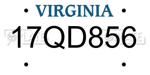 17QD856 Virginia License Plate