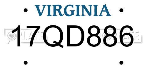17QD886 Virginia License Plate
