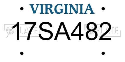 17SA482 Virginia License Plate